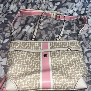 Coach Pink and Tan Shoulder Bag diaper bag